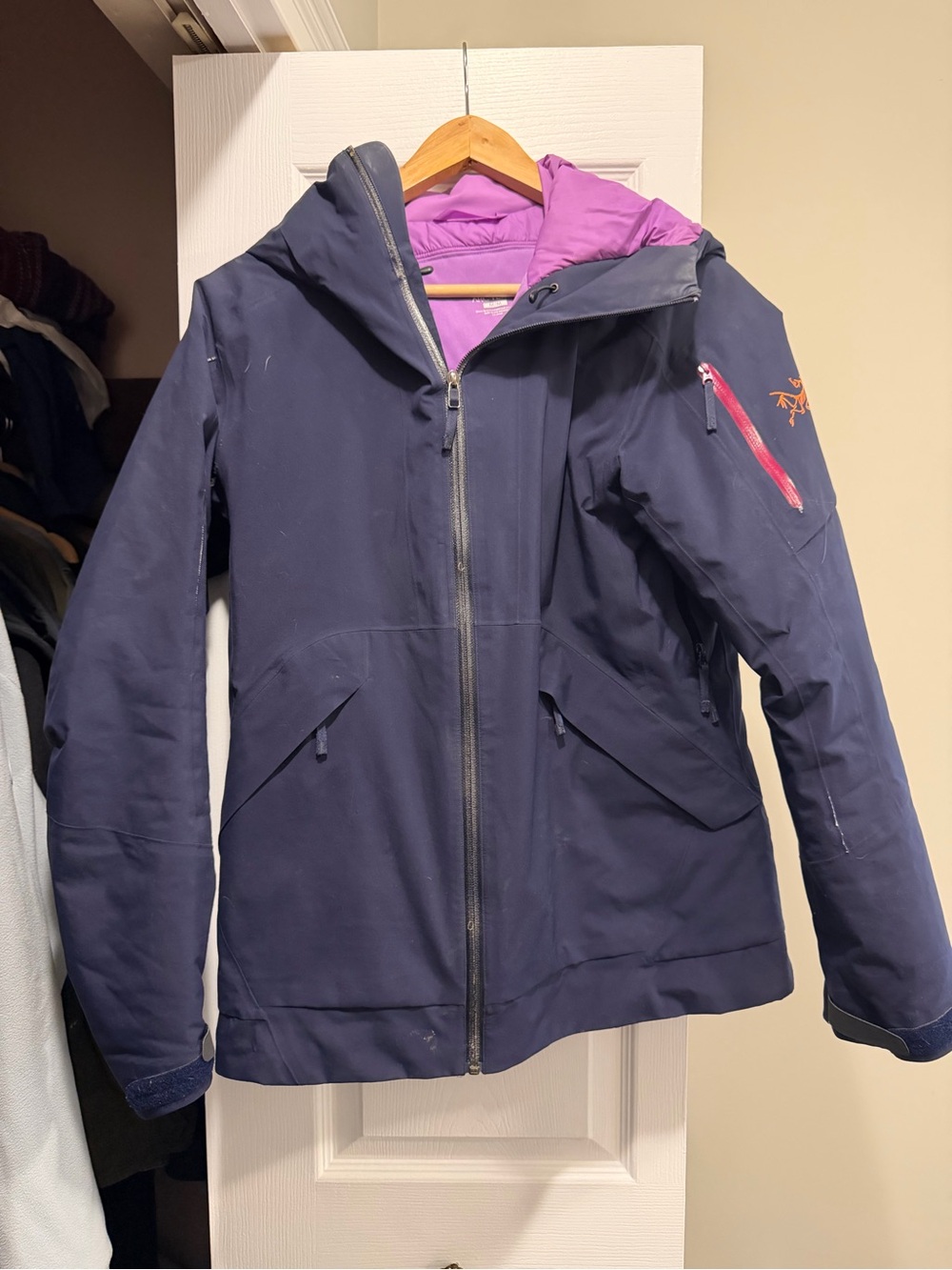 Arc'teryx Women's Navy Ski Jacket with Purple Lining